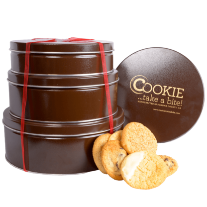 custom gift cookie tin tower available from COOKIE...take a bite