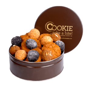 cookies included in COOKIE...take a bite! gluten free variety cookie tin