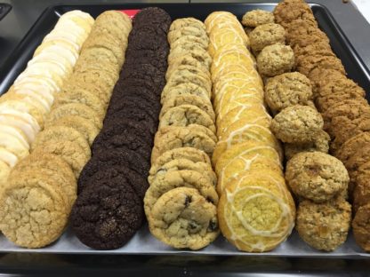 tray of assorted cookies on display