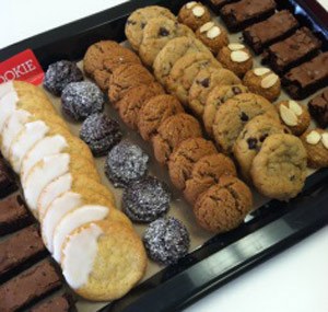 tray of assorted cookies on display