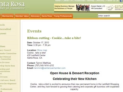 ribbon cutting event for grand opening of COOKIE...take a bite! new location in larkfield shopping center