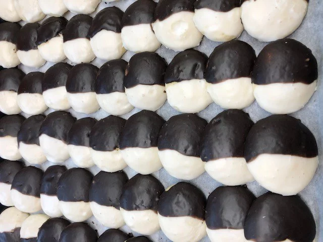 black and white tuxedo cookies