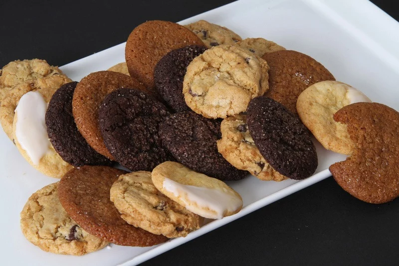 platter of various cookie flavors for dessert