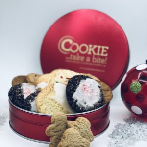 cookies included in COOKIE...take a bite! holiday variety premium cookie tin