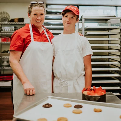 Tracy Mattson and son baking at COOKIE...take a bite!