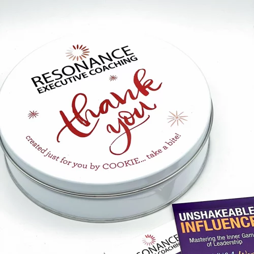 corporate cookie gift tin from Resonance Executive Coaching