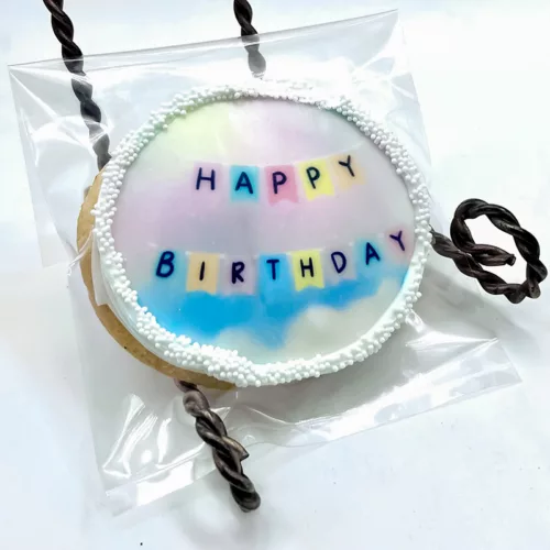 happy birthday custom printed cookie